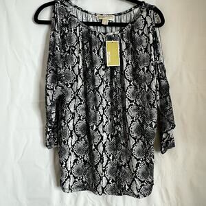 MICHAEL Michael Kors Cold Shoulder Snake Skin Blouse Size Small NWT